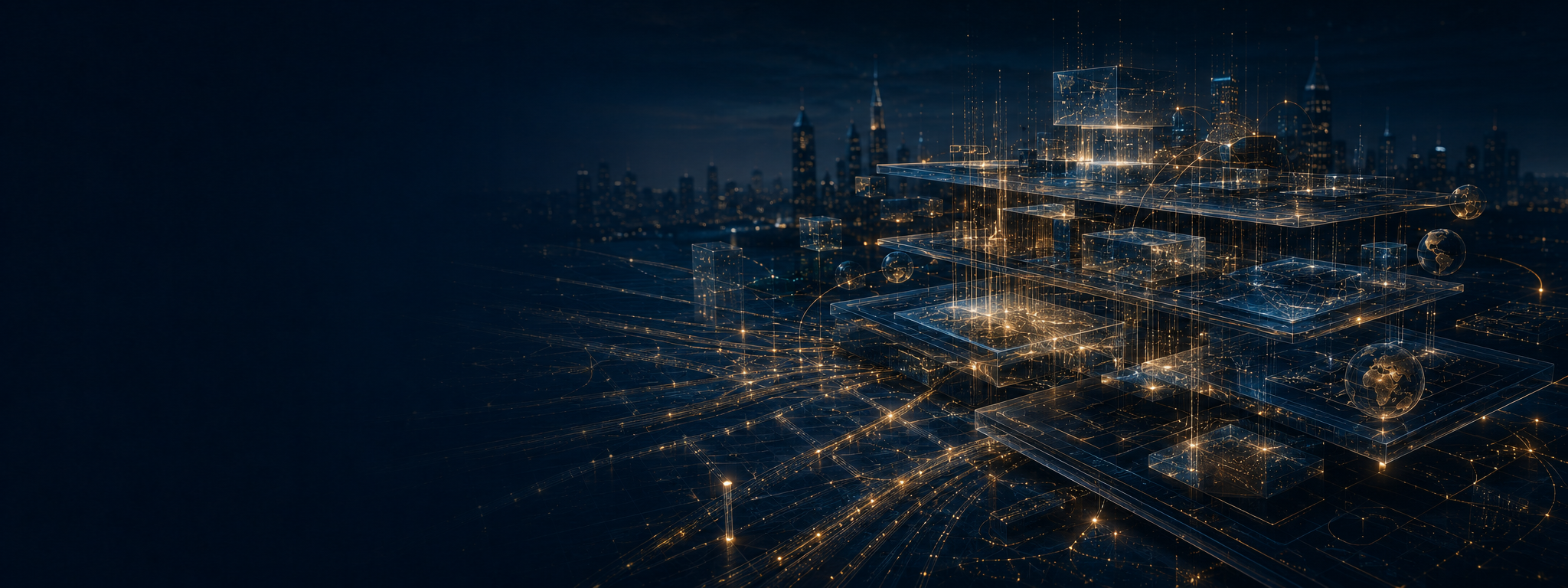 A structured luminous data architecture representing ownership, quality, access, retention, and accountable information governance